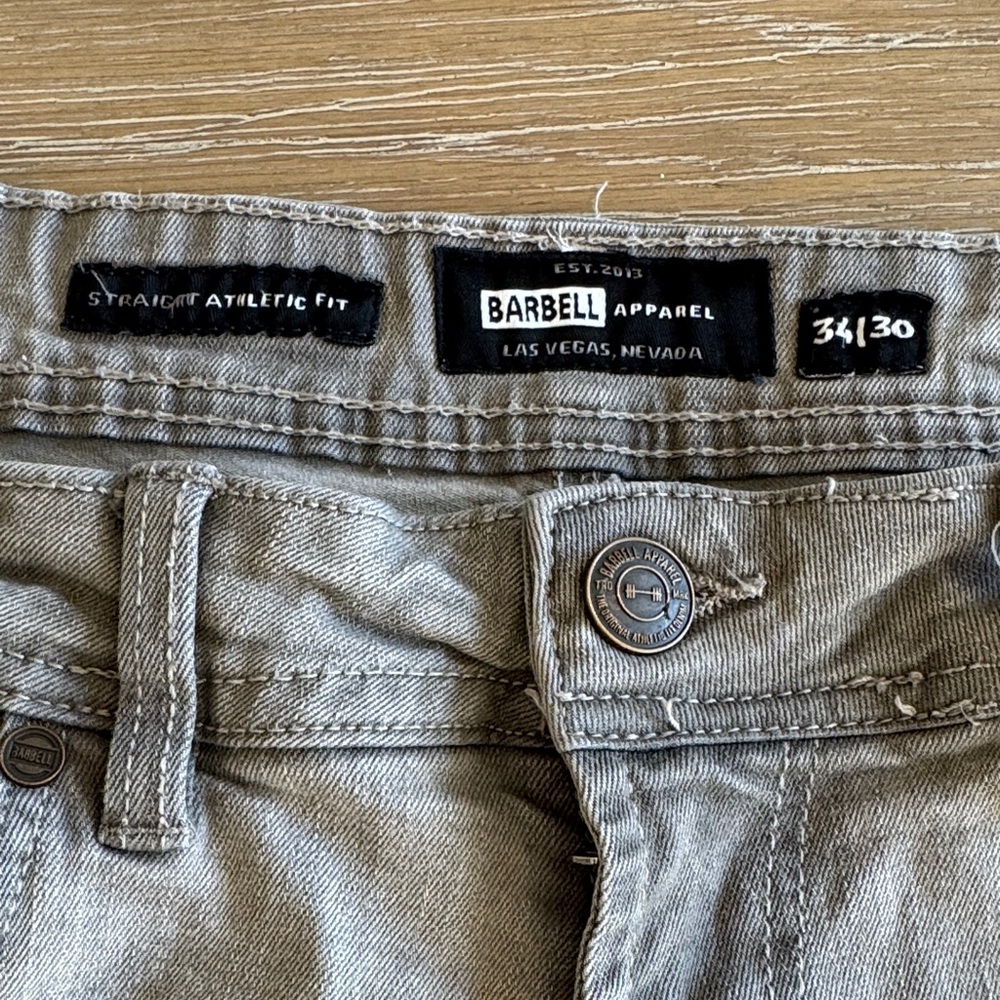 Barbell Apparel Men's Athletic Straight Jeans in Light Gray